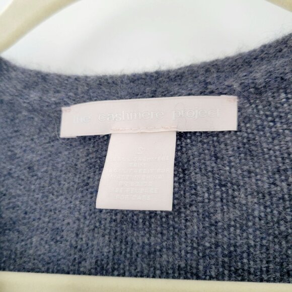 Cashmere Project Gray Cardigan Cashmere with Rabbit Fur Trim Women's Size Small - Picture 9 of 12